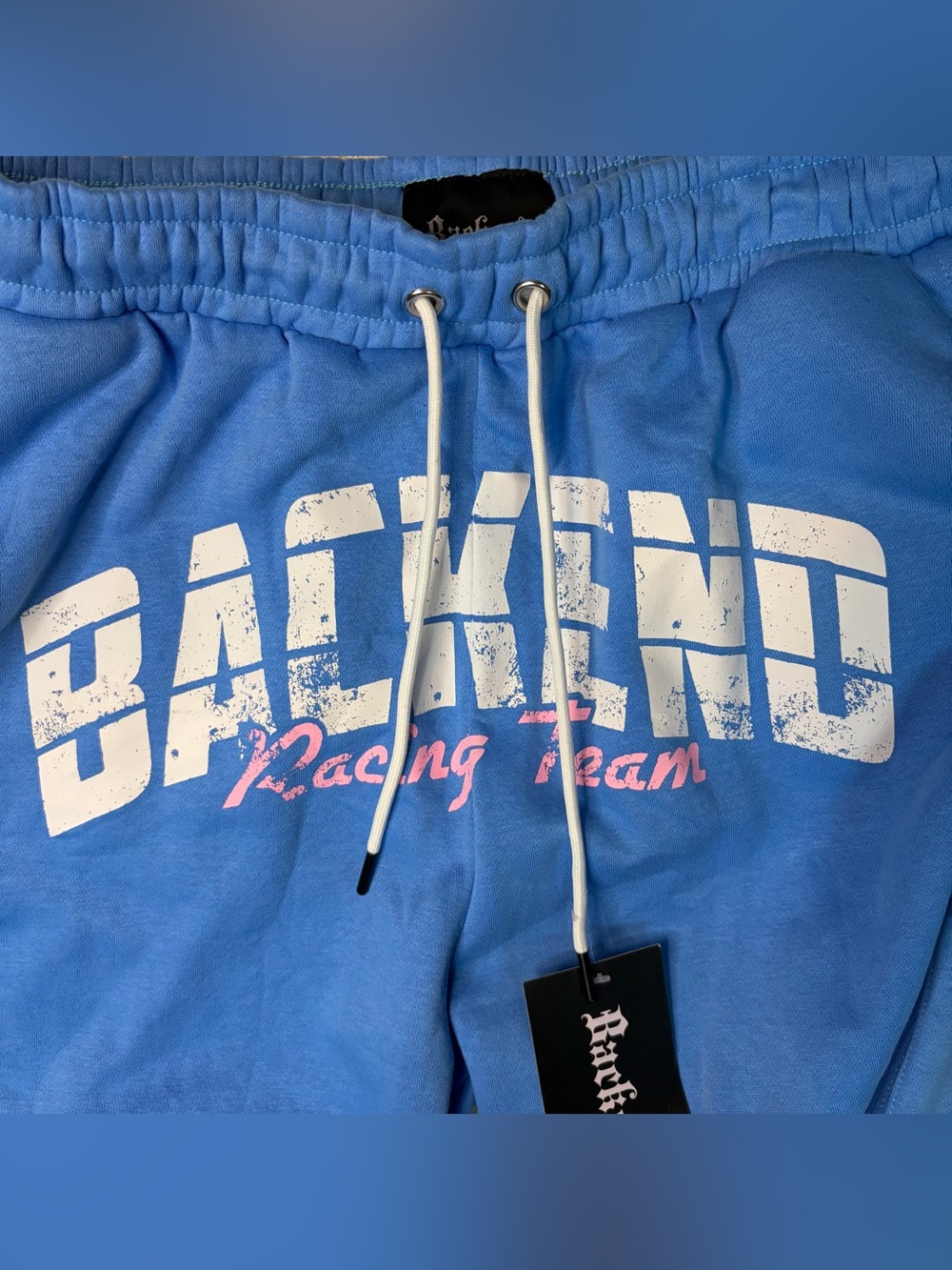 Backend Original Blue Racing Team Athletic Fleece Cargo Shorts for Men - Picture 8 of 11